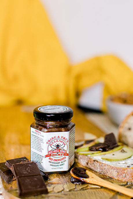 BEE Energized - Antioxidant Bliss Cacao Vanilla Hemp Honey, 1080 mg Strength,45mg per tsp,4 oz jar