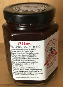 BEE Energized - Antioxidant Bliss Cacao Vanilla Hemp Honey, 1758 mg strength, 45 mg per teaspoon or 135 mg per tablespoon,  6.4oz jar